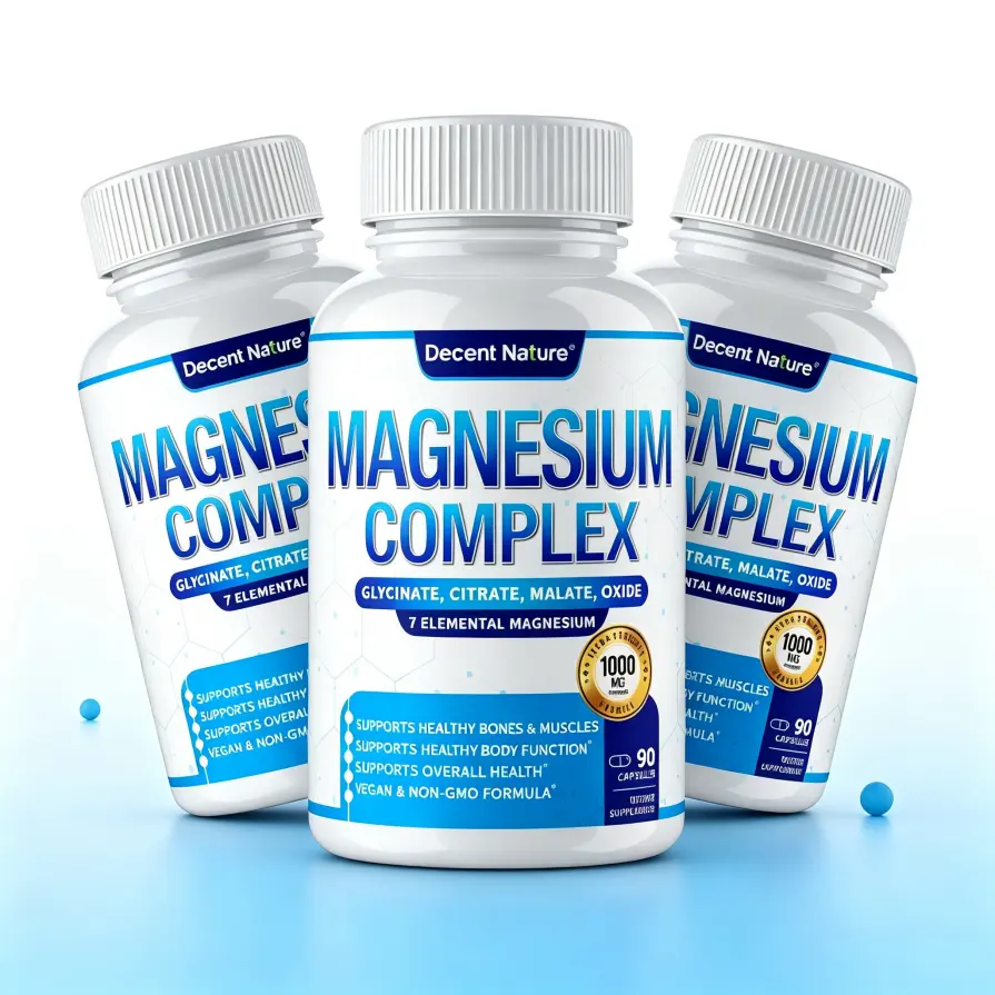 Magnesium Complex 1000mg 7 Elemental Magnesium Blend High Absorption Supplement Support Sleep Muscle Relaxation 90 Capsules