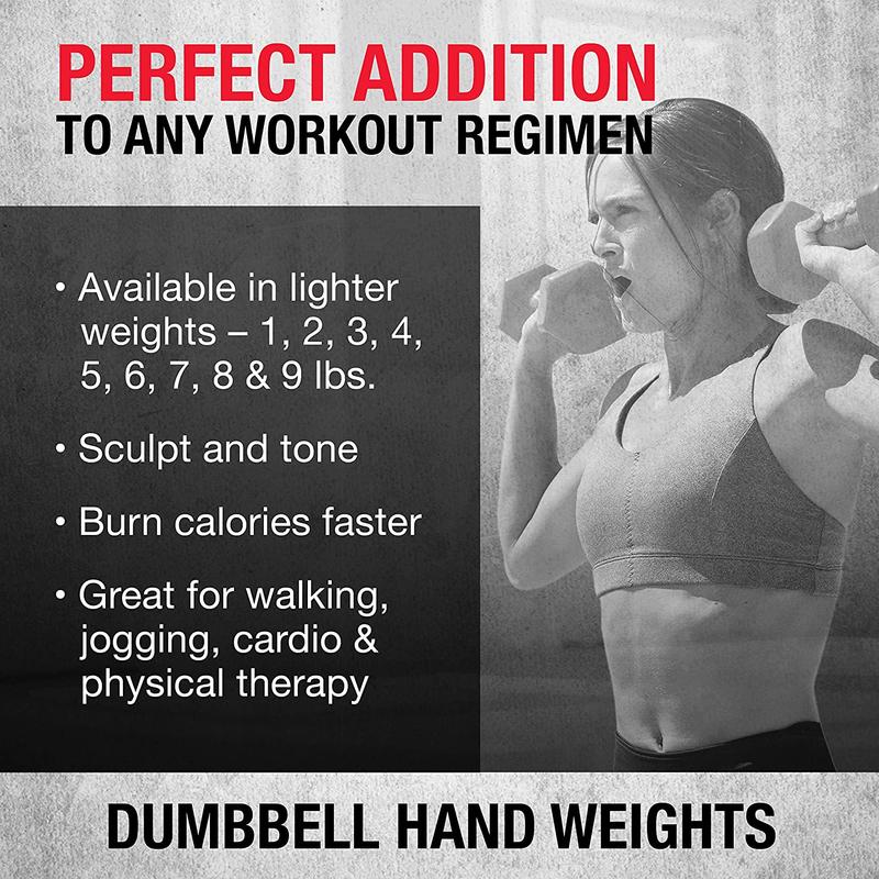 Dumbbells Hand Weights Set of 2 - Vinyl Coated Exercise & Fitness Dumbbell For SPRI