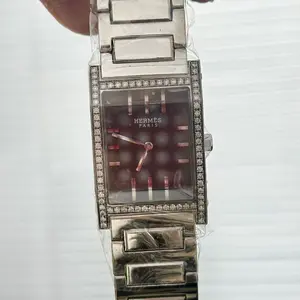 Hermes Vintage Quartz Steel 26mm Grey Dial Diamond MWT000614