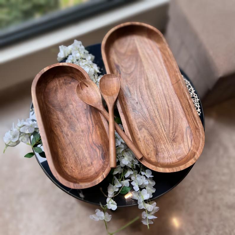Handmade Hand Carved Extra Large Bread Bowl, Large Handmade Wood Dough Bowl, Farmhouse Decor Rustic Wood Bowl, Centerpieces for Dining Table