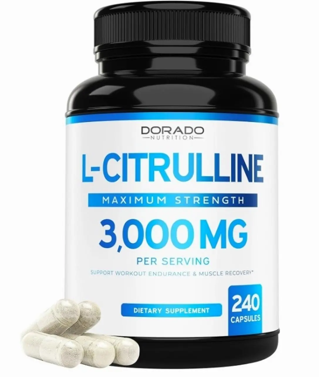 L Citrulline 3000mg Supplement (240 Capsules) Support L Arginine & Nitric Oxide Pills - L-Citrulline For Men & Women - Muscle Recovery & Pump Supplement - 3rd Party Tested, Vegan, Non-GMO - USA Made
