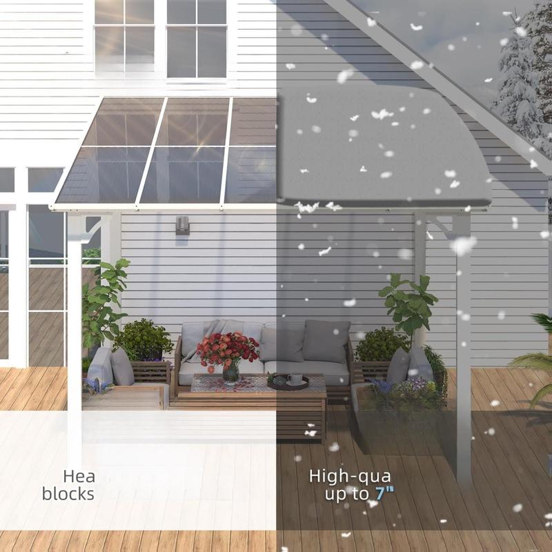 AECOJOY Pergola Gazebo,Wall Mounted Pergolas and Gazebos on Clearance, Outdoor Patio Lean to Gazebo Metal Awnings for Deck, Porch, Backyard and More