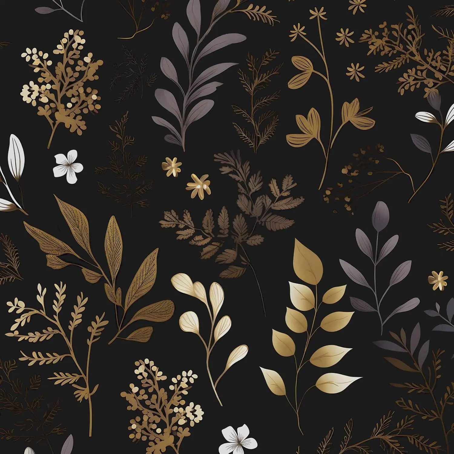 Dark Leaf Wallpaper Peel and Stick Vintage Black 17.5 x 118In
