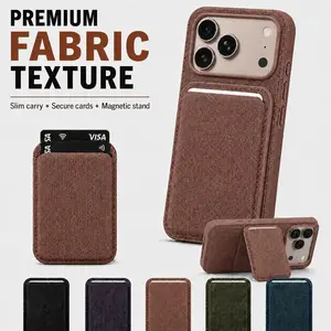 MagSafe Woven Texture Magnetic Wallet Case, Hidden Wallet & Kickstand 2-in-1 Design, Strong Magnetic Hold, Dual Landscape & Portrait Stand Support, Compatible with iPhone 17 Series