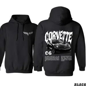 [Graphic Hoodie]Comfort Colors Corvette C6 Vintage Graphic Hoodie, Acid Wash Racing Car Pullover, 100% Cotton Unisex Sweatshirt for Men & Boys, Classic Sports Car Merch, Corvette Car Hoodie, Racing Apparel.Fall Outfits