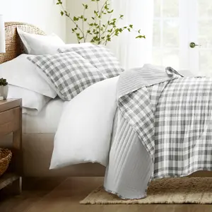 Watercolor Plaid Reversible Quilted Coverlet Set