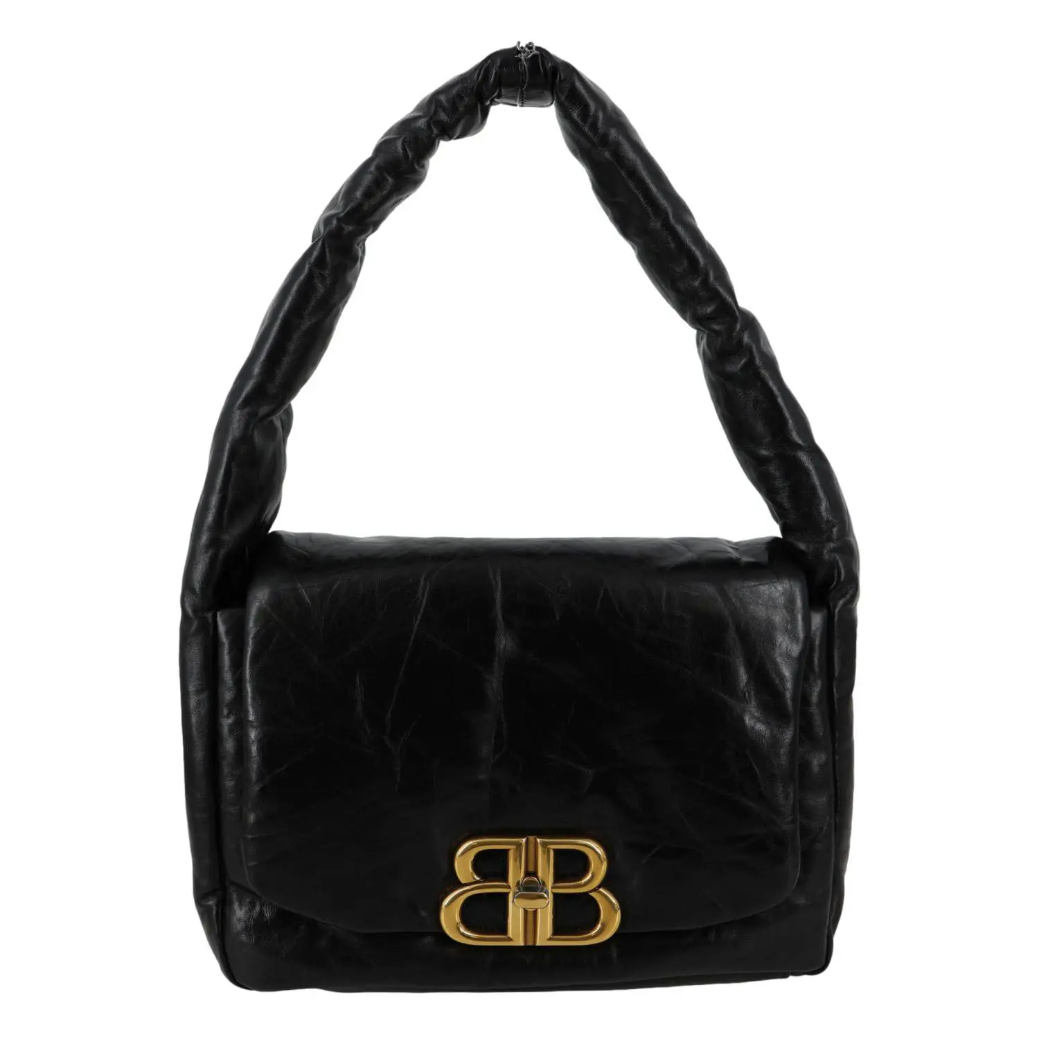 Pre-owned Balenciaga Leather Shoulder Bags Monaco Calfskin Shoulder Bag Black
