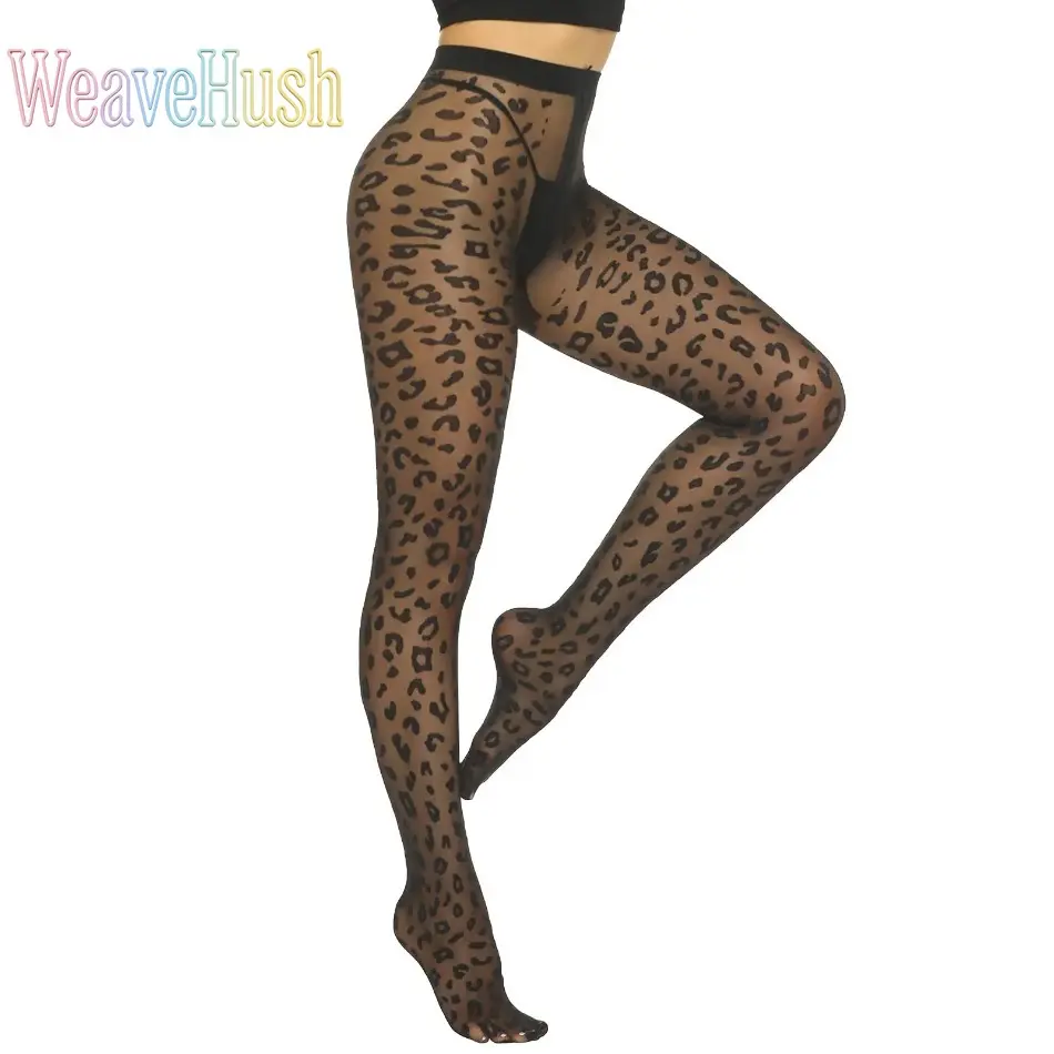 Sheer Leopard Tights for Women, High-Waist Full Length Pantyhose with a Soft Stretch Fit for a Chic Festival Look, Chic Look