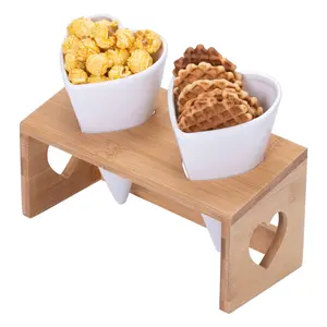 Ice Cream Cone Serving Bowls - Heart Shaped Ceramic French Fry Cone Basket with Holder Stand Potato Snack Catcher Bowls Organizer Tool Tableware French Fries Chip Potato chip cone holder - 2 Cones