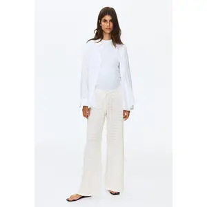 H&M MAMA Pointelle-knit drawstring trousers