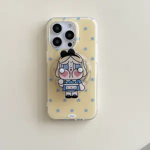 Magnetic Dual Layer Star Polka Dot Crying Baby Phone Case for iPhone 16 Pro Max, iPhone 13, iPhone 14, iPhone 15