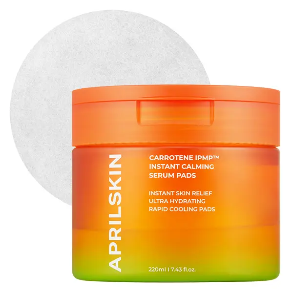 [APRILSKIN Official Shop] Carrotene IPMP Instant Calming Serum Pads (80pads) | BTS(Behind the Stage) Glow Pads: The K-Beauty Secret for Instant Calming & Makeup Prep | 220ml 7.43 fl. oz., Centella Asiatica Extract, Radiant