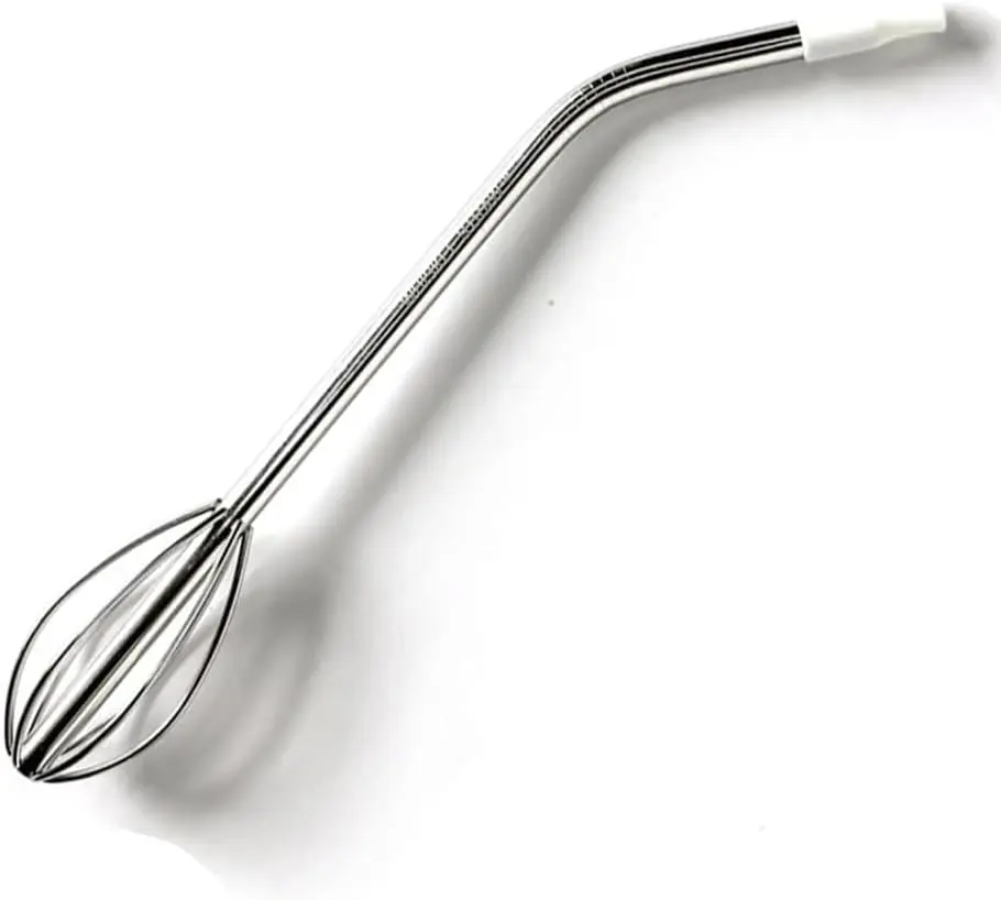2-In-1 Innovation Mini Whisk Straw - Durable, Heat-Resistant Kitchenware Drinkware Accessory with Silicone Nozzle, Mixing Tool Compatible with Blenders, Fits Pasta Straws Pure Copper Water Bottles (for Protein Shakes Coffee)