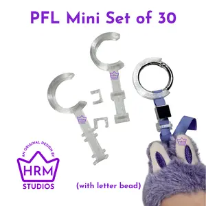 Security & Anti-Flip Solution Compatible w/ Plush Pendants PFL COMPLETE SET OF 30 | Keychain Anti-Theft Device | Translucent Color | Keyring Clip Guard Protector | Keychain Lock | Plushie Protector | Flip Prevention System