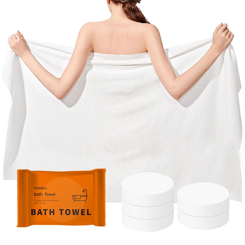 5 Large Disposable Bath Towels 27.5"x55" Individually Wrapped Soft Thick Eco-Friendly Perfect for Travel Hotel Beach Gym