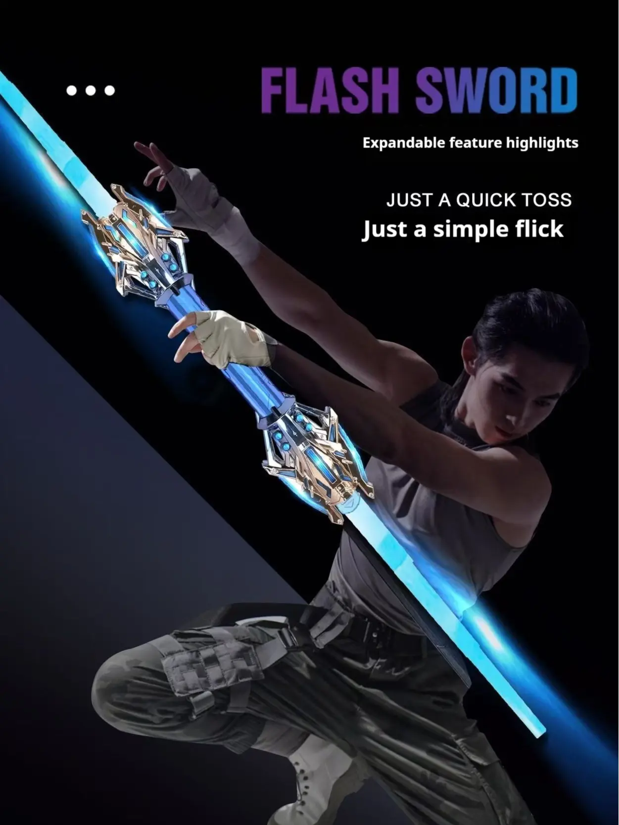LED Telescopic Flash Sword - Sci-Fi Toy with Expandable Flip-to-Extend Light-Up Blade, Built-In Batteries, Cool Effect, Sound - Cool Gadget for Gifts for Kids, Outdoor Play, Holidays, Birthdays