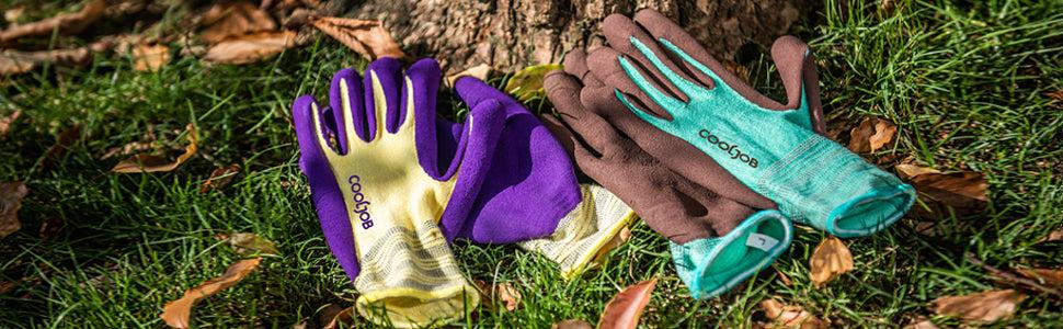COOLJOB 2 Pairs Breathable Gardening Gloves, Stretch Soft Modal Base with Non Slip Rubber Coating