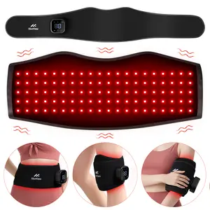 Morfone Red Light Therapy Belt,Vibration Rechargeable Waist Wrap,  for Body Heating Shoulder Muscle Pain Relief. 850nm and Red Light 630nm,5 Gears Adjustment with Controller/Timer,Portable and Rechargeable at Home and Travel. Black