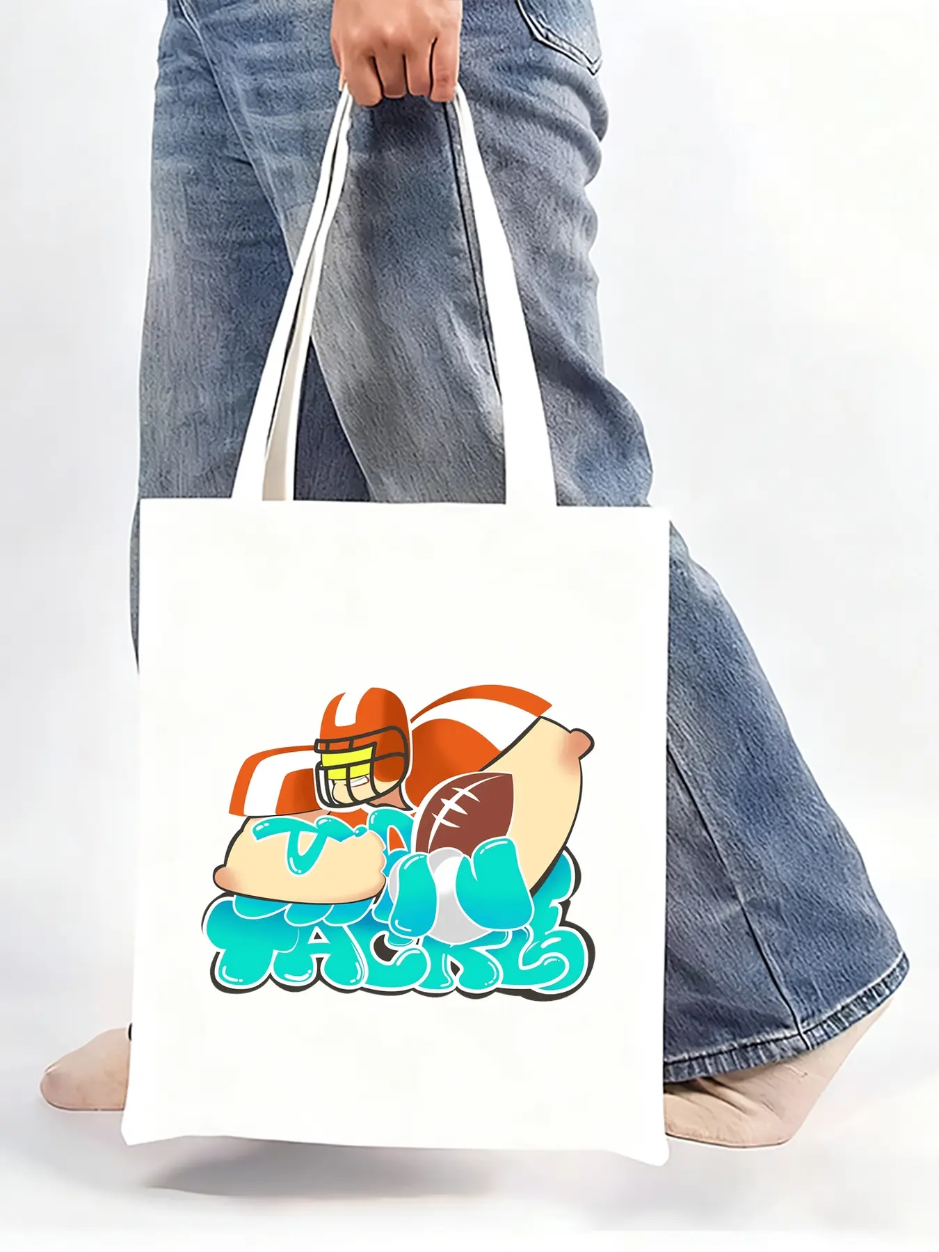 Women's Rugby Tote Bag, Sports Fan Shoulder Bag, Large Capacity, Fixed Strap, Casual Style, All Seasons, Stylish and Practical