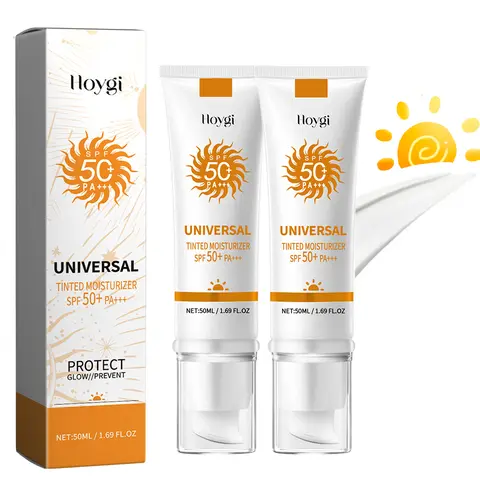 Sunscreen to prevent sunburn and tanning, Universal Tinted Face Moisturizer Sunscreen, SPF 50 PA+++ Outdoorfun Facial Daily Repairing Soothing Sunblock Water Proof Skin Repair Hydrate Moisture