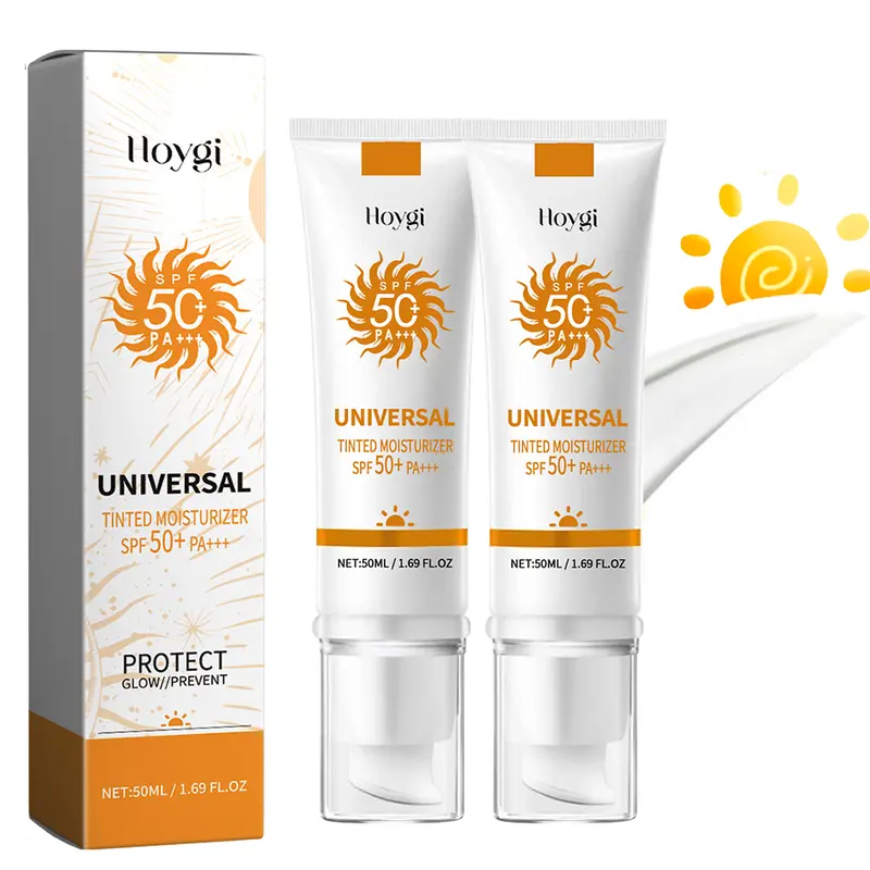 Sunscreen to prevent sunburn and tanning, Universal Tinted Face Moisturizer Sunscreen, SPF 50 PA+++ Outdoorfun Facial Daily Repairing Soothing Sunblock Water Proof Skin Repair Hydrate Moisture