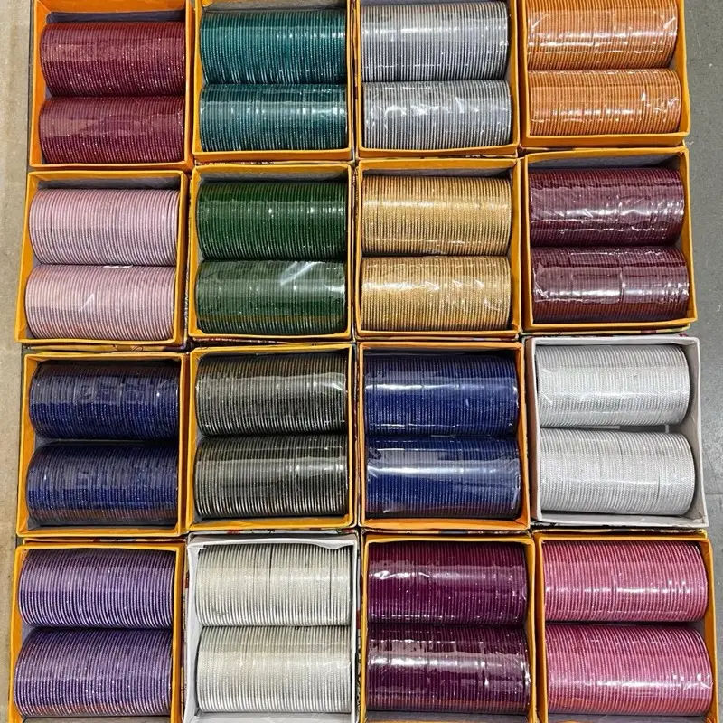 24-Piece Metal Chain & Link Bangles Choori Set - Elegant Glitter Handiwork, Assorted Colors & Designs, Handcrafted Casual Trendy Couple Bracelet Jewelry Accessory