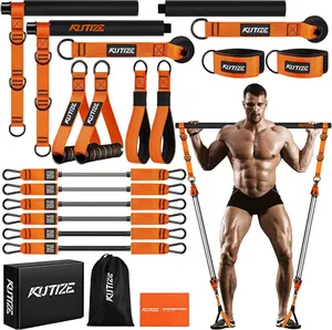 Pilates Bar Kit with Resistance Bands, Heavy Duty Pilates Equipment for Men, Strength Training Bar for Legs, Hip, Waist Back, Arm, Abs, Chest, Shoulders, Portable Home Gym Full Body Workout Equipment