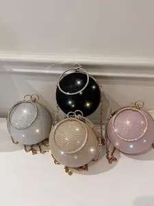 Women's Round Ball Evening Bag, Party Handbag Wristlet Purse, Gingham Pattern, All Seasons, No Ca Prop 65