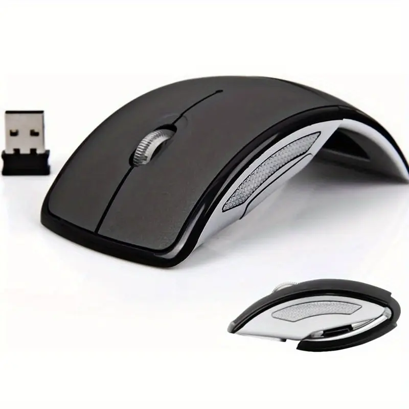 Wireless Folding Mouse - 2.4Ghz Receiver / Optical Tracking / Collapsible / Ergonomic Design / Portable / Suitable for Laptops And Desktops