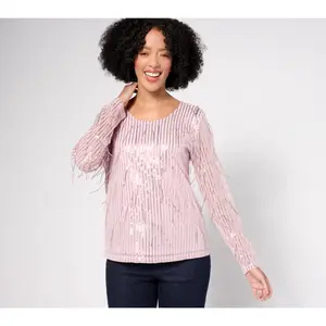 Attitudes by Renee Drippy Sequin Top