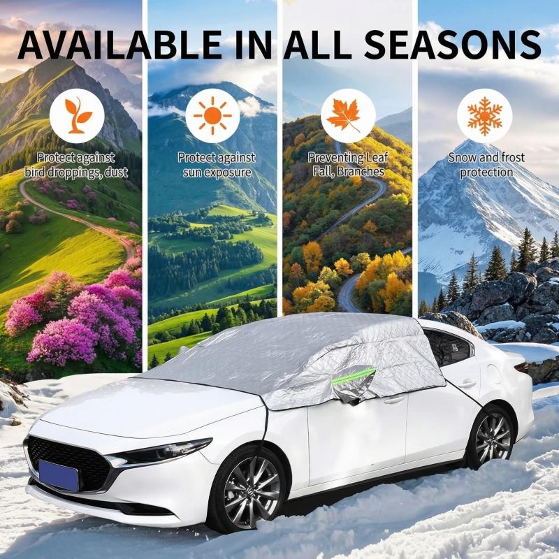 Car Windshield Sunshade, Anti-UV Snowproof Full Protection Double Sided Windscreen Cover, Sun Snow Ice Universal Shieldsfor Winter Weather Protection & Summer Sunshade