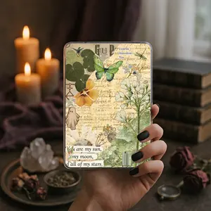 Vintage Junk Journal Kindle Insert | Green & Sepia Aesthetic, Laminated Kindle Insert