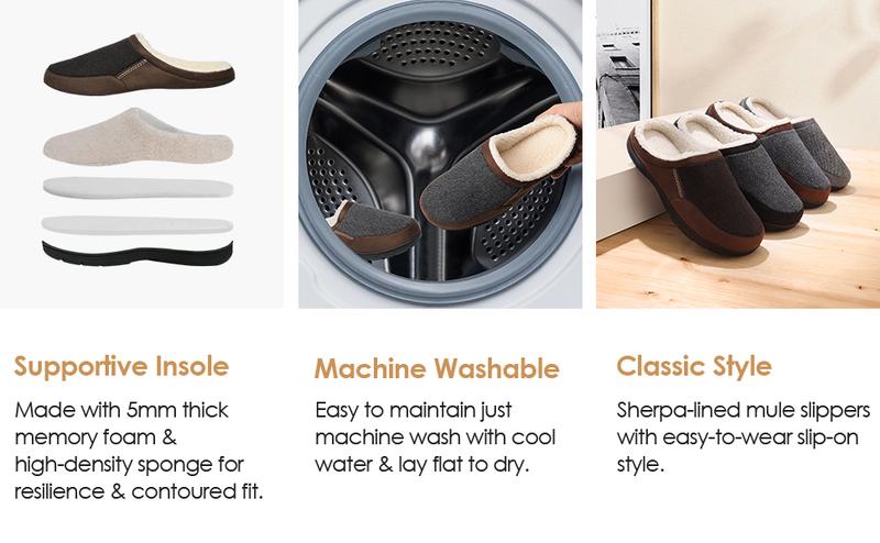 DREAM PAIRS Men's Cozy Memory Foam Slippers with Fuzzy Wool-Like Lining, Slip-on Washable Indoor Outdoor House Shoes DREAM PAIRS Men's Cozy Memory Foam Slippers with Fuzzy Wool-Like Lining, Slip-on Washable Indoor Outdoor House Shoes