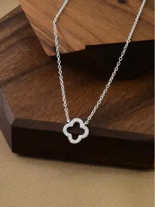 Women Silver Flower Necklace Jewellery