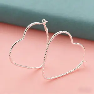925 Sterling Silver Plated Large Heart Hoop Earrings for Women, TikTok Viral Sparkly Faceted Big Heart Hoops, Hypoallergenic Lightweight Statement Jewelry, Perfect Valentine's Day, Birthday, Christmas, Anniversary Gift for Her, Trendy 2026 Y2K Accessory