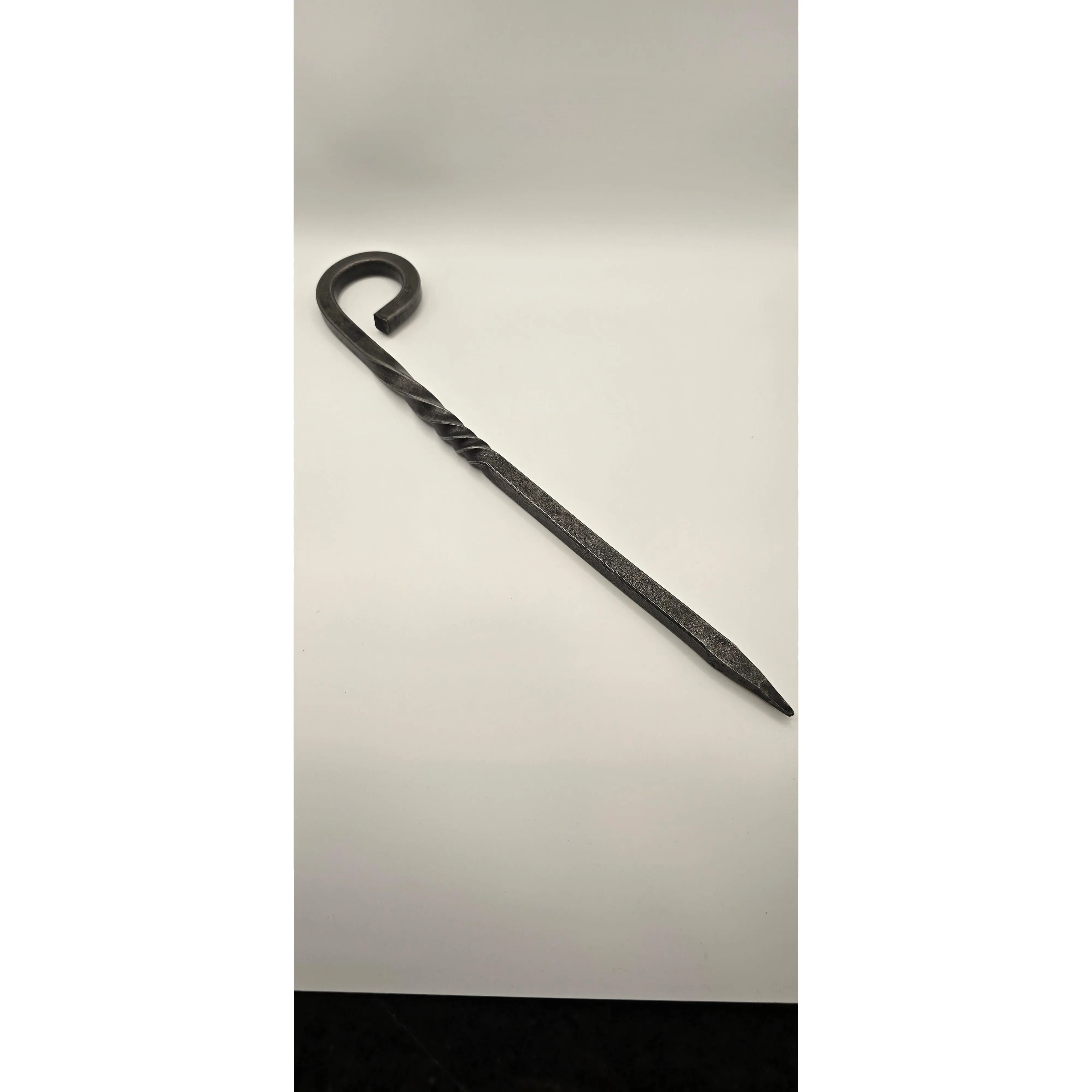 Hand Forged Tent Stake – Rustic Camping Gear | Twisted or Plain with Curled End | Durable Outdoor Stake