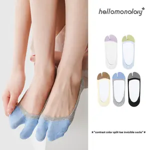 Casual knitted spring-summer women's socks, low-cut two-toe socks, split-toe socks, color-blocked two-finger socks, Korean-style pig hoof socks