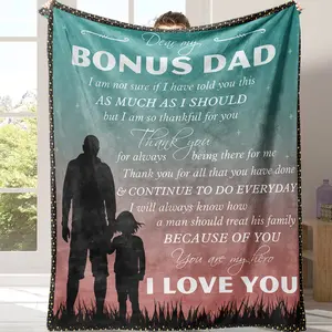 Bonus Dad Appreciation Blanket Suitable for all four seasons Cozy Warm Blanket Filled with Gratitude for His Love Support & Fatherly Care Perfect Bonus Dad Gift Blanket – Heartfelt Quote Print Soft Plush for Father’s Day, Birthdays & Christmas Surprises!