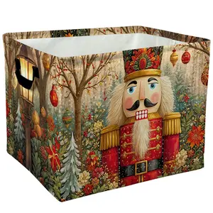Nutcracker Forest Christmas Pattern Storage Baskets Storage Boxes Home Decor Storage Clothes Organization And Storage Home Decor Storage Holiday Gifts，Laundry Hamper，Laundry Baskets