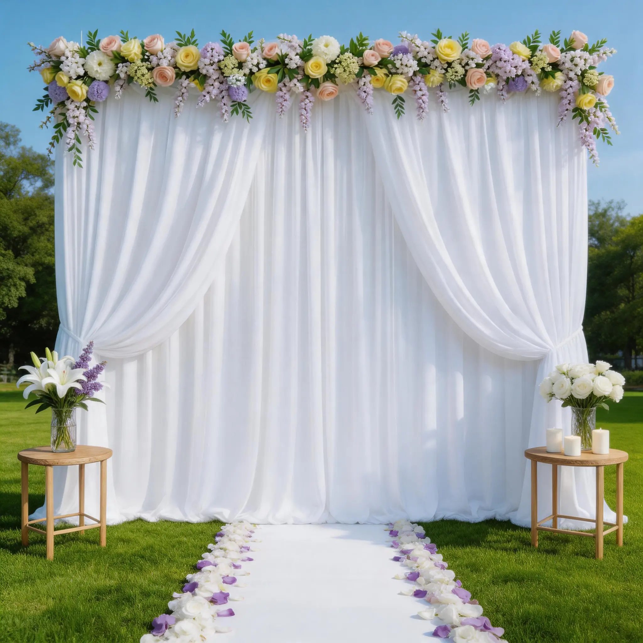 6 Panels White Wedding Backdrop Curtains 5x10ft, Polyester Drapes for Birthday Party, Engagement, Thanksgiving, Halloween, Christmas Photo Booth