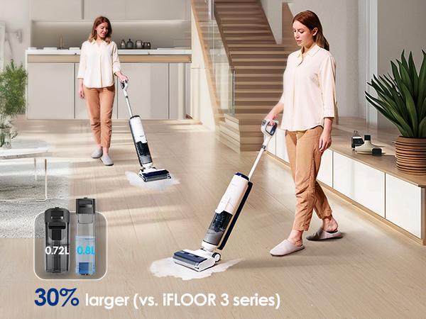 Tineco iFLOOR 5 Breeze Complete Wet Dry Vacuum Floor Washer One-Step Cleaning for Hard Floors Edge Clean Auto Self-Cleaning Lightweight Cordless Design Blue - Household Appliances