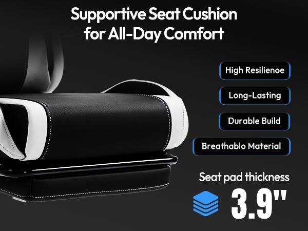 Dowinx Ergonomic Gaming Chair: Massage Lumbar & Footrest, 330lb Capacity 2D-Linkage Armrest Computer Chair, White Professional Home Office Desk Chair