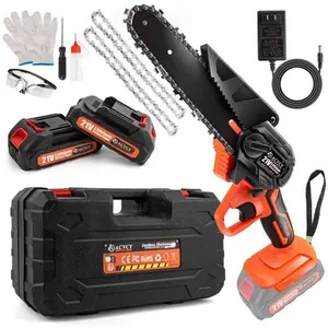 Portable Electric Cordless Chainsaw 6 Inch Mini Chainsaw with 2 21V 2000mAh Batteries 2 Chains Handheld Powered Chain Saw for Yard and Garden Cutting