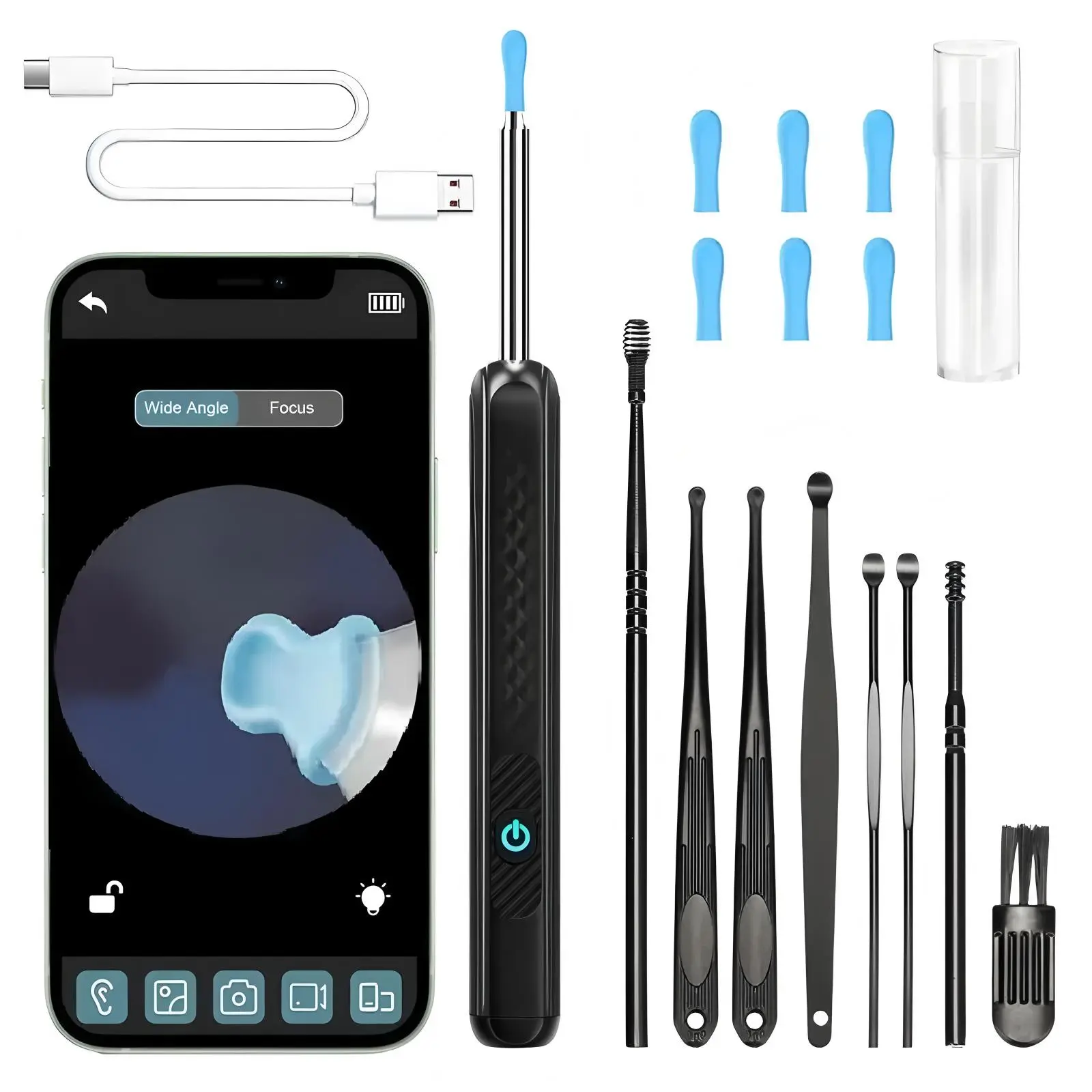 Portable Visible Ear Spoon Kit, HD Ear Cleaning Camera Set with Light ...