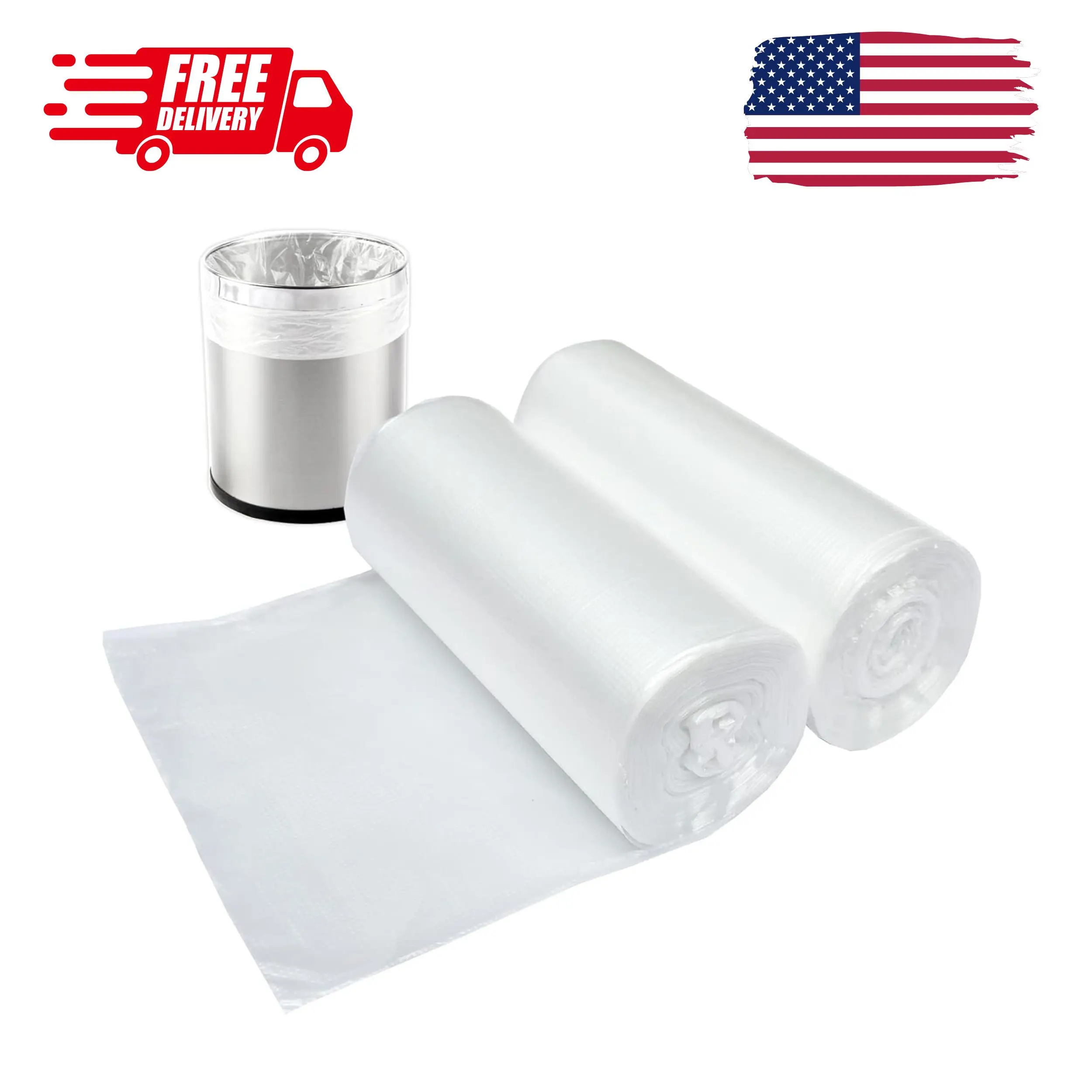 2 Gallon Small Plastic Trash Bags, 7.5 Liters Wastebasket Liners 100 Count