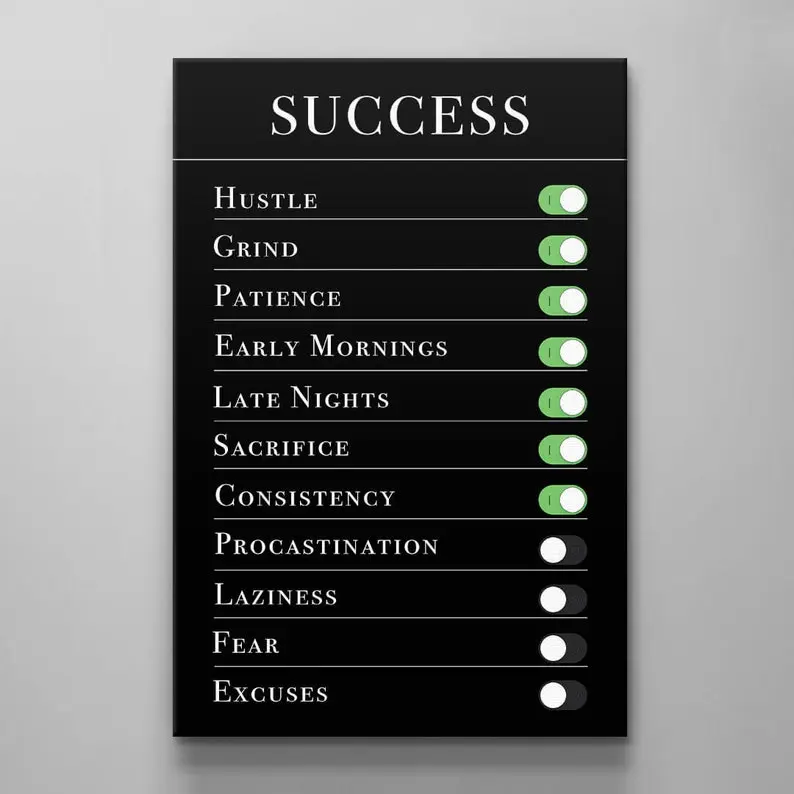 Success Rules Motivation Wall Art Decor Inspirational  Print Home Wall Decor Business Office Art Acrylic Poster Motivational Quotes