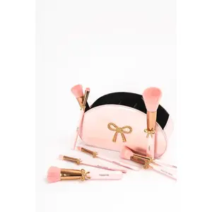 PEARLIZED PINK/BOW SET Glitz & Glam | 9pc Essentials Collection Brush Set | GG4380 PEARLIZED PINK/BOW SET Glitz & Glam | 9pc Essentials Collection Brush Set | GG4380