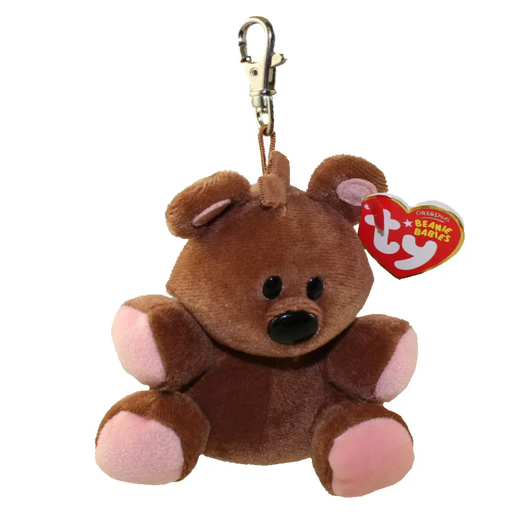 TY Beanie Baby Pooky Unisex Metal Keychain, Plush Fur Stuffed Bear Accessory, 4 in