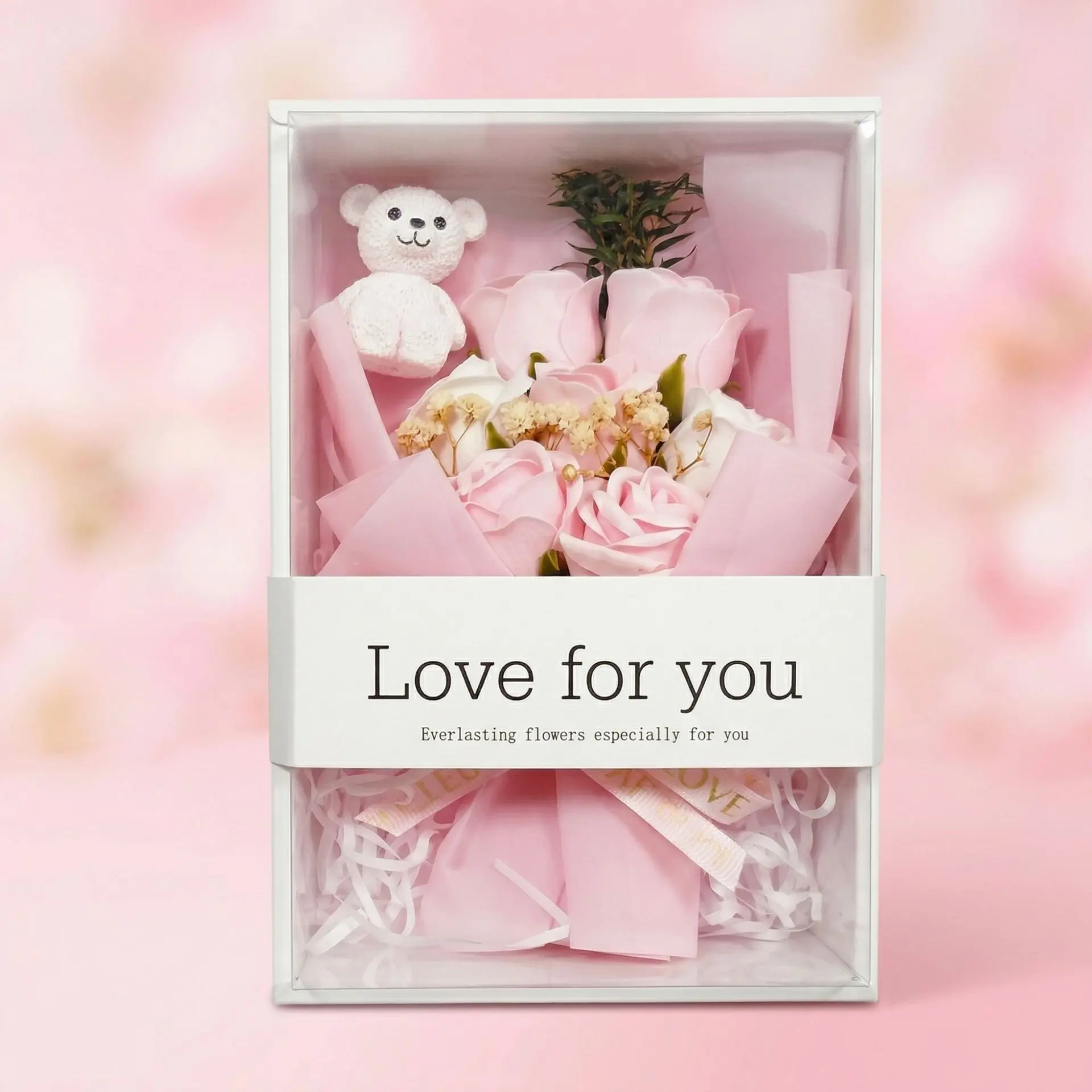 Mother's Day Bear Flower Bouquet Gift Box, Soap Rose Bouquet Gift, Perfect for Mother, Girlfriend, Lover, Anniversary, Mothers Day Box