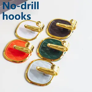 Luxury self-adhesive hooks, no-punch wall hangers with no marks, multifunctional heavy-duty hooks for home storage and organization